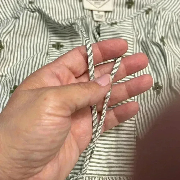 St. John’s Bay shirt size medium, olive green stripes and white. - Picture 4 of 5